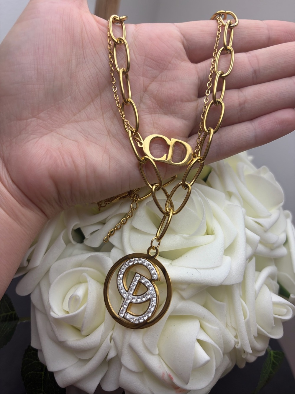 Stainless steel Crystal Pendant Necklace - Designer Inspired - Picture 2 of 9
